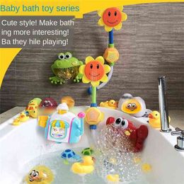 Children Bath Sensing Fountain Electric Educational Infant Baby room Spit Bubble Play with Water Douyin Toy 210712