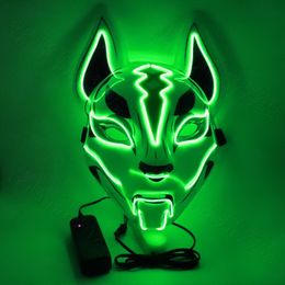 2021 Halloween Led Glowing Cold Light Glow Fox Cosplay Party Scary Mask Masquerade Cos Accessories Toys For Adult266W