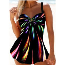 Women Plus Size 5xl 2 Piece Tankini Large 3xl Swimwear Swimdress 4xl Swim Dress Swimsuit Top Print Colorful Bathing Suit One-Piece Suits