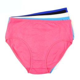 6 Pcs / Lot Wholesale Women's Clothing High-Rise Solid Colour Women Plus Size Cotton Briefs Panties 6955 210730