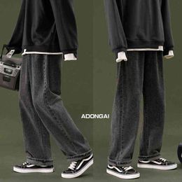 Jeans male spring loose punk streetwea trend black straight jeans women students Korean wide-leg men's trousers autumn 0309