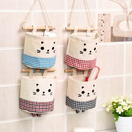 2021 Home Cotton Linen Storage bag Creative Wardrobe Hang Bag Wall Pouch Cosmetic Toys Organize Pockets stationery Contain for Room