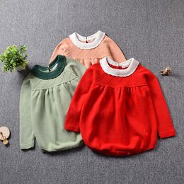 Knitted Jumpsuit Infant Clothing Sweet Long Sleeve Wool Open Romper