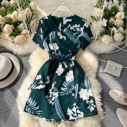 Fashion Printed Bodysuit Ladies Short Sleeve Slim A-line Rompers Woman Jumpsuits 2021 Summer Korean Clothing Women's &