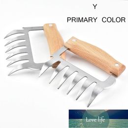 1 Pcs Stainless Steel Bear Claw Wooden Handle Meat Divided Tearing Flesh Multifunction Meat Shred Pork Clamp BBQ Tool Factory price expert design Quality Latest