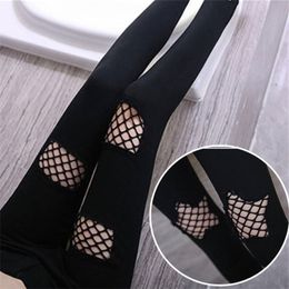 Fashion Hole Pants Women Stretch Black Pencil Pants Women Elastic Summer Leggings Women Q0801