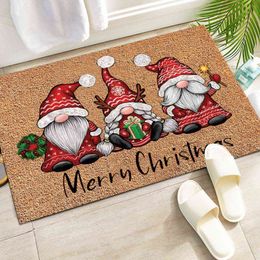 Christmas Kitchen Mat Xmas Bedroom Entrance Doormat Pattern Home Floor Decoration Living Room Carpet Bathroom Non-slip Rug