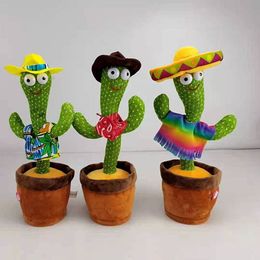 Dancing Cactus Plush Toys Stuffed Hawaiian Mexican clothing Music lights Simulation Doll M3469-4