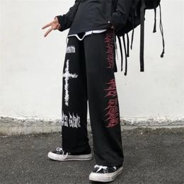 Gothic Punk Cross Pants Women Fairy Grunge Harajuku Casual Trousers Dark Academia Aesthetic Streetwear Jogger Emo Alt Clothes 210915