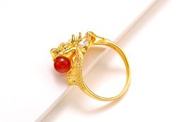 Gold plated zircon ring Men's domineering dragon rings mix size