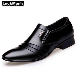 Dress Shoes LuckMan Mens PU Leather Fashion Men Business Loafers Pointy Black Oxford Breathable Formal Wedding 220223