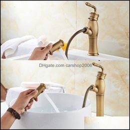 Bathroom Sink Faucets Faucets, Showers & As Home Garden Basin Antique Brass Faucet Single Handle Vintage Deck Mounted Torneiras And Cold Pl