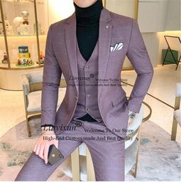 Men's Suits & Blazers Slim Fit Sets Plaid Suit 3 Piece High-end Mens Business Wedding Party Dress Man Terno Masculino Jacket Vest And Pants