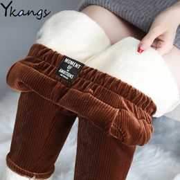 Winter warm pants for women Thick Cashmere Harem Pants Female Corduroy Casual Elastic High waist sweatpant joggers Plus Size 3XL 210412