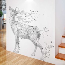 Geometric Elk Stickers DIY Deer Animal Wall Decals for Kids Rooms Living Room Nursery Decoration