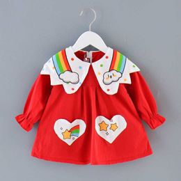 2020 Autumn Baby Girl Dress for Newborn Long Sleeve Princess Dresses 1st Birthday Dress 0-2y Vestidos Infant Baby Girl Clothes Q0716