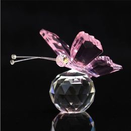 6 Colours Crystal Butterfly Figurine Animal Ornaments Crafts Glass Paperweight Home Wedding Decoration Miniature Souvenir Gifts 211108