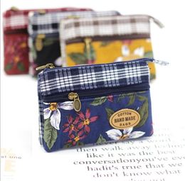 20pcs Women Cotton Floarl Prints 4 Layer Zipper Short Coin Purses Mix Color min wallet