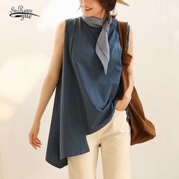 Plus Size Sleeveless Irregular Length Women Pullover Fashion Casual T-shirt Korean Chic O-neck Loose Summer Blouse 12498 210508