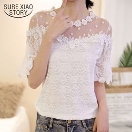 Fashion Women Ladies Shirts Lace Blouse Solid Off Shoulder Top Arrival Tops White Shirt 3623 50 210415