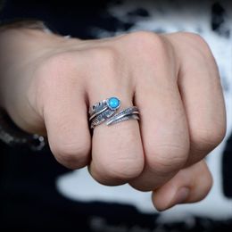 2022 antique tibetan silver rings Anneaux de mariage Vintage pour femmes Antiquaires Tibétains Argent Bleu Bague Bague Boho Bijoux Moonstone Femme Femme Doigt