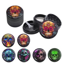 Skull Series Metal Aluminum Smoking Herb Grinder 50MM 4 Piece CNC Diamond Teeth Tobacco Herbal Grinders Spice Crusher