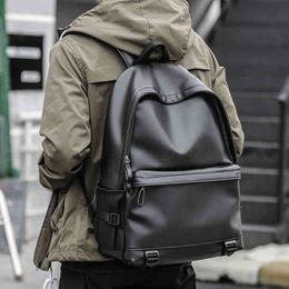 New Fashion Men Leather Backpacks Black School Bags for Teenagers Boys College Book Bag Laptop Backpacks mochila masculina K726