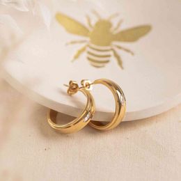 Luxury Stainless Steel Vintage Semicircle Hoop Earrings with Eye Zirconia fit bumblebee Necklace as Mother's Day Gift