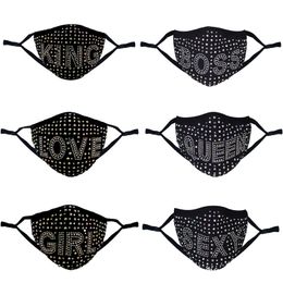 Designer Face Mask Sexy Letter drill cotton masks dustproof pm2.5 Philtre washable facemask rhinestone type