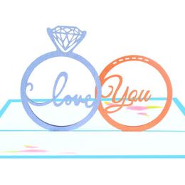 Greeting Cards Creative Diamond Ring Card Wedding Invitation Blessing 3D Profess Love Couple Gifts Thank You Message Small