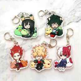 Anime My Hero Academia Keychain Todoroki Shouto Cosplay Double Sided Transparent Acrylic Key Chain Cute Funny Jewellery Fans Gift Y0901