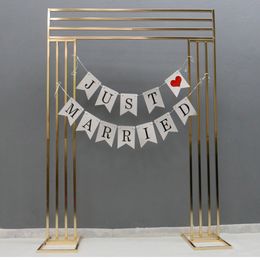 Gilded Shiny Backdrop Shelf Stable Square Screen Wedding Arch Wrought Iron Props Flower Door Stand Sign Shelf Geometric Guide