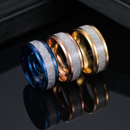 Ice Silk Foil Gold Silver Blue Black Colour Stainless Steel Ring band finger for Men women Hip Hop Jewellery Fashion