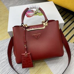 luxury Designer handbag Medium Saffiano leather Double Top Handle Totes Detachable Adjustable Shoulder Strap Bags Cross-Body Snap Closure Two inside pockets Bag