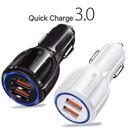 6A QC3.0 Dual Usb Ports Car Chargers Fast Quick Charging Car charger Adapter for iphone 12 13 14 samsung s8 s10 htc android phone