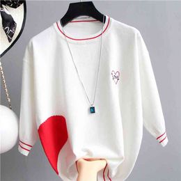 Shintimes Thin T Shirt Women Clothes Letter Love Knitted Summer Tops Woman Tshirt Casual T- Female Tee Femme 210623