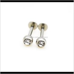 Labret, Drop Delivery 2021 Labret Ring 16G Lip Rings Earrings Stud Crystal Clear Gem Cartilage Tragus Bars Piercing Gauges Body Jewellery Inter