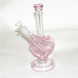 Heart Shape Tobacco Hookahs Recycler Dab Rigs Glass Bongs Water Pipes ice catcher With 14mm Bowl