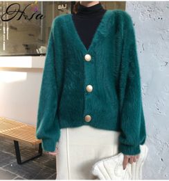 H.SA Autumn Arrivals Cardigans Single Breasted Mohair Knitwear Sweater Jumpers Harajuku Knit jacket Outwear Top 210417