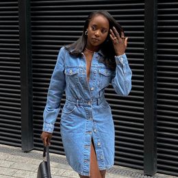 Vestito Dalla Donna Di Jeans A Maniche Lunghe Vendita Online | DHgate Italy