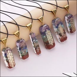 & Meditate Pendum Chakra Pendant Healing Crystal Stone Quartz Necklaces Jewelry Fashion Energy Pendants Yoga Rope Chain Wholesale Drop Deliv