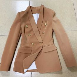 EXCELLENT QUALITY 2021 Newest Fashion Designer Women Blazer Double Breasted Lion Buttons Shawl Collar Blazer Jacket X0721