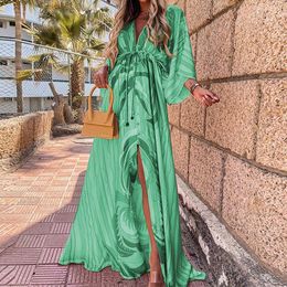 Women's Swimwear 2022 Print Oversized Beach Cover Up Bohemian Loose Long Cardigan Holiday Sexy Casual Bikini Covers Kaftan Robe De Plage