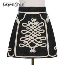 Heavy Printing Hit Colour Skirt For Women High Waist Mini Vintage Skirts Female Fashion Clothing Spring 210521