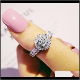 Rings Jewellery Drop Delivery 2021 Christmas Solove Real 925 Sterling Sier Cz Stone Engagement Ring Anel For Women Wedding Round Elegant And Gr