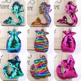Glitter Sequins Mermaid Cat Keychain Pendant Girl Women Handbag Ornaments Key Holder Birthday Small Gifts Gift for Lovers Friend