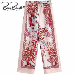 BlingBlingee Za Chic Print Summer Lightweight Casual Elastic High Waist Women Long Trousers Female Bottoms Wide Leg Pants 211115