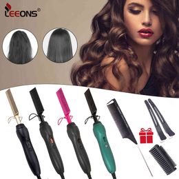 Leeons Electric Wet And Dry Hair Curler Hot Straightening Heating Iron Environmentally Gold Comb