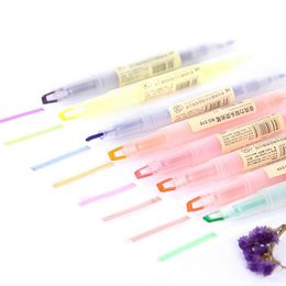 Highlighters Acrylic Simple Double Headed Fluorescent Pen With Water Mark Notes Necessary Stationery Office School Supplies 208