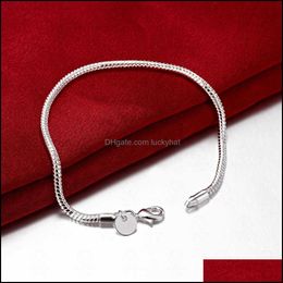 Charm Bracelets Jewelrycharm Bracel Wholesale! Wholesale Sier Plated Fashion Jewelry Flat Snake Bone Bracelet & Bangle Drop Delivery 2021 Ag